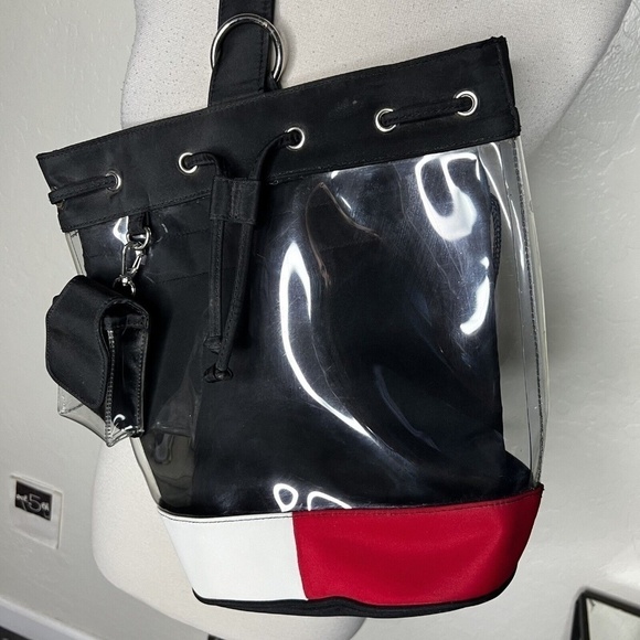 Rare Tommy Hilfiger Vintage Y2K 90s Clear Navy bucket Out Shoulder Sling Bag - Picture 2 of 9